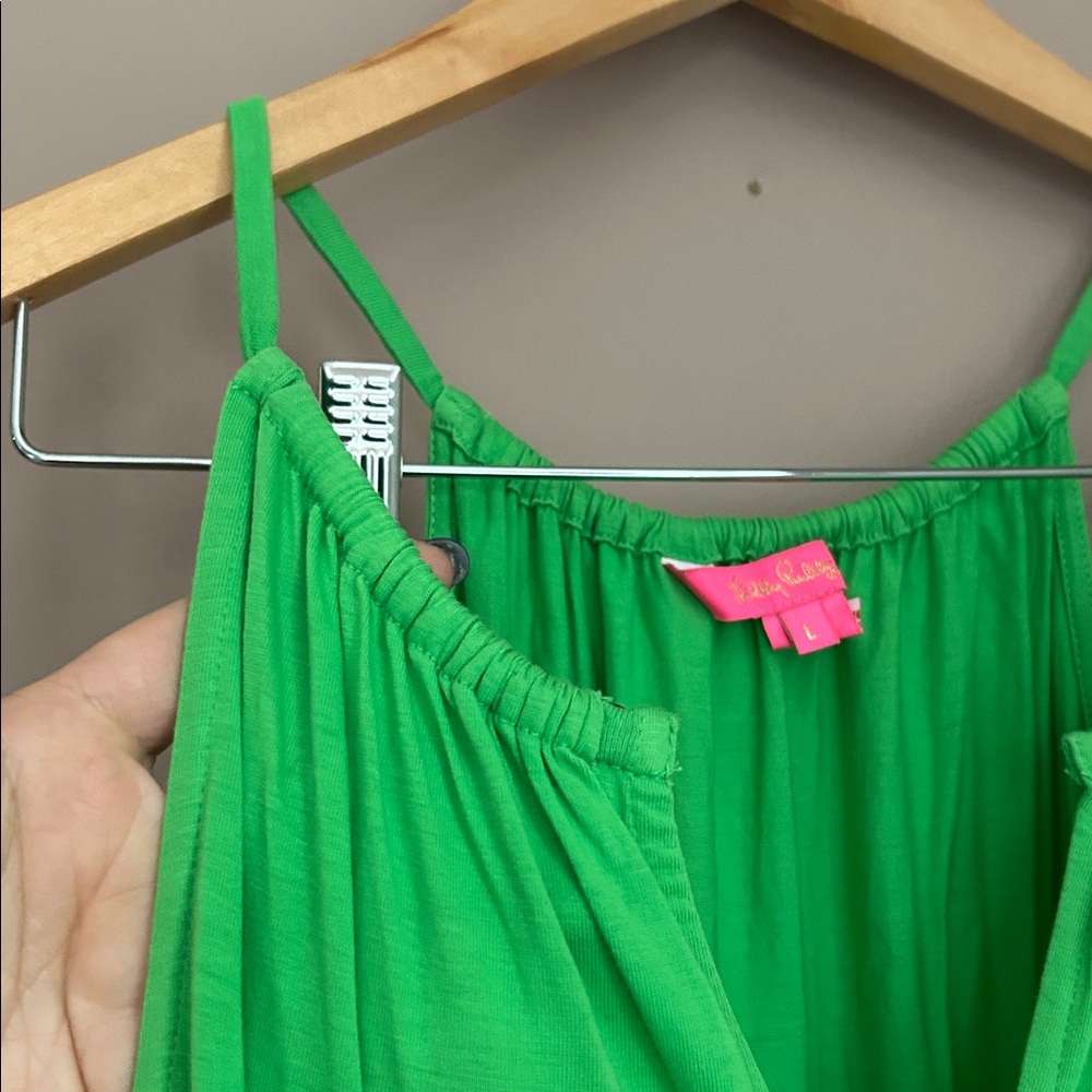 Lilly Pulitzer Maribella Maxi Dress Gecko Green Halter Tiered Size L - Picture 12 of 12